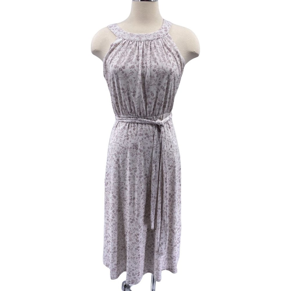 Gilli floral midi dress size small lavender high neck spring Easter Lined belted